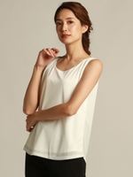 サテンジャージーノースリーブカットソー/ホワイト