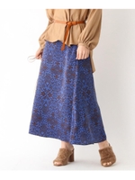 サテンフラワーAラインスカート/ネイビー(593)