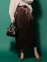 サテンラップスカート/ブラウン