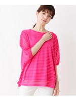 シアーボーダープルオーバー/ラズベリーピンク(073)