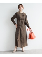 ジャカードレオパードロングワンピース/ナチュラル(550)