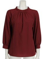 ジョーゼット前後２ｗａｙスタンドフリルブラウス/レッド