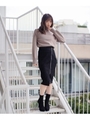 スエードアシメZIP SK/ブラック