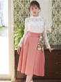 スカーフDカンベルト付ミディスカート/ピンク