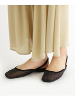 スクエアチュールスリングバックサンダル/ブラック(019)