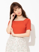 スクエアワイドリブニット/オレンジ