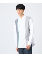 ストライプニットドッキングシャツ/チャコールグレー(214)