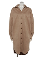 ストレッチスエードシャツワンピース/モカ