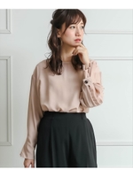タックデザインスリーブブラウス/ベージュ