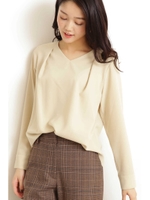 タックドレープVネックブラウス/イエロー(060)