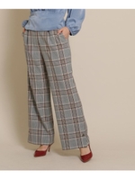 チェックストレートワイドパンツ/ブラック(219)