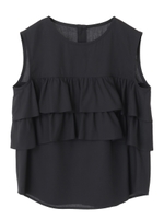 ティアードノースリブラウス/ブラック