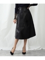 デザイン切替フェイクレザースカート/ブラック(027)