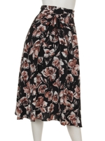 デシンフラワープリントスカート/花柄 ブラック