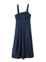 デニムフレアーロングワンピース/ダークブルー