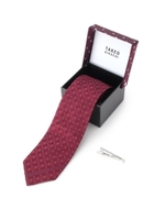 ドットネクタイ ＆ タイバーセット/ボルドー(964)