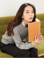 ナローケーブルニットプルオーバー/杢グレー