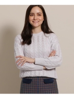 ニットケーブル編みプルオーバー/ライトパープル(081)