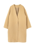 ノーカラーオーバーサイズシングルコート/ベージュ