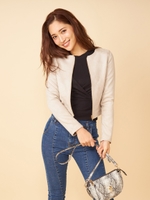 ノーカラージャケット/ライトグレー