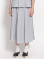 ハイカウントリネン　パウダースノーウォッシュギャザーフレアスカート/ブルー