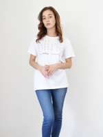 ハローキティプリントロゴTシャツ/WH