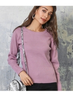 バックオープンリブニットトップス/ラベンダー(023)