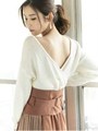 バックカシュクールニットトップス/O.WHT