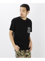 バックチェック 別地 切り替え 半袖 Tシャツ/ブラック(019)
