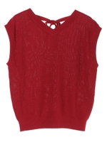 バックリボンニットベスト/レッド