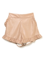 バックレースアップフリルショートパンツ/ベージュ