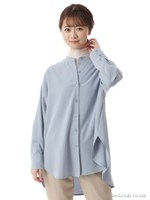 バンドカラーチュニックシャツ/ブルー