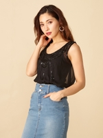 ビーズエンブロイドトップス/ブラック