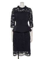 ビスチェ付きレースワンピース/ネイビー