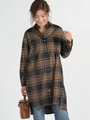 ビッグチェックチュニックシャツ/ブラウン系その他