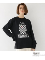 ピーナッツ PEANUTS 別注 スヌーピー チェッカー 長袖 Ｔシャツ/ブラック(019)