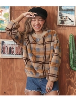 ファーチェックトップス/ベージュ(005)