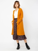 フラップポケット付きロングカーデ/マスタード