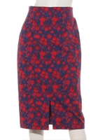 フラワージャガードペンシル/ブルー系柄