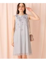 フラワーデザインチュールワンピース/ライトグレー(011)