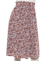 フラワープリントウエストゴムスカート/花柄 グレー