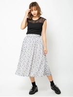 フラワープリントスカート/ホワイト