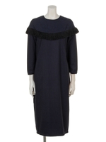 フリンジ付きワンピース/ネイビー