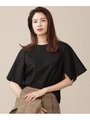 フレアスリーブカルゼカットブラウス/ブラック