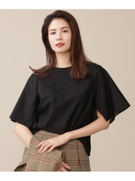 フレアスリーブカルゼカットブラウス/ブラック