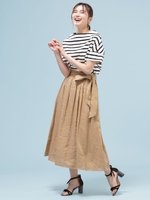 フレンチリネンギャザースカート/ベージュ
