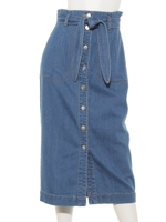 フロントボタンデニムSK/ブリーチ