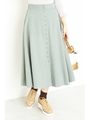 フロントボタンフレアースカート/ライトグリーン(130)