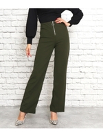 フロントリングジップワイドパンツ/カーキ(014)