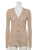 ブークレーヤーンリブカーディガン/ベージュ